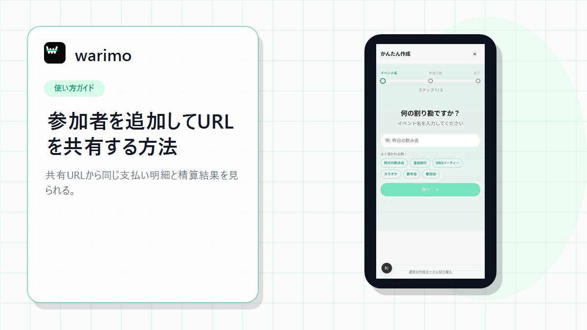 warimoで参加者を追加してURLを共有する方法のアイキャッチ画像
