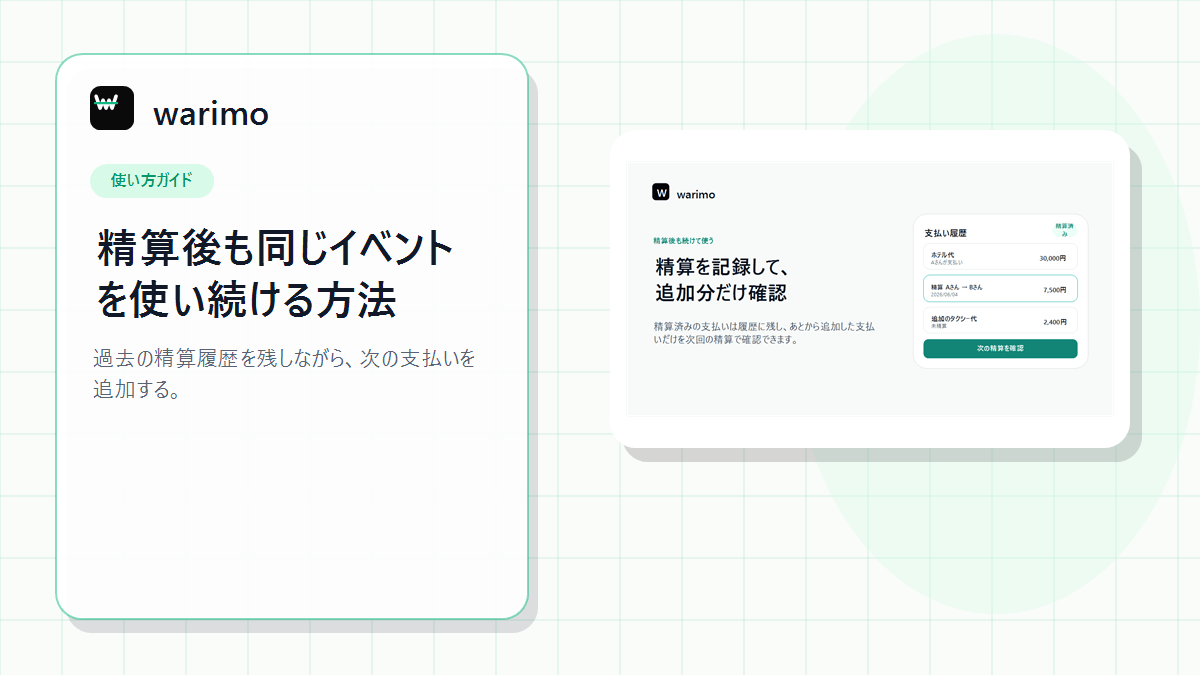 warimoで精算後も同じイベントを使い続ける方法のアイキャッチ画像